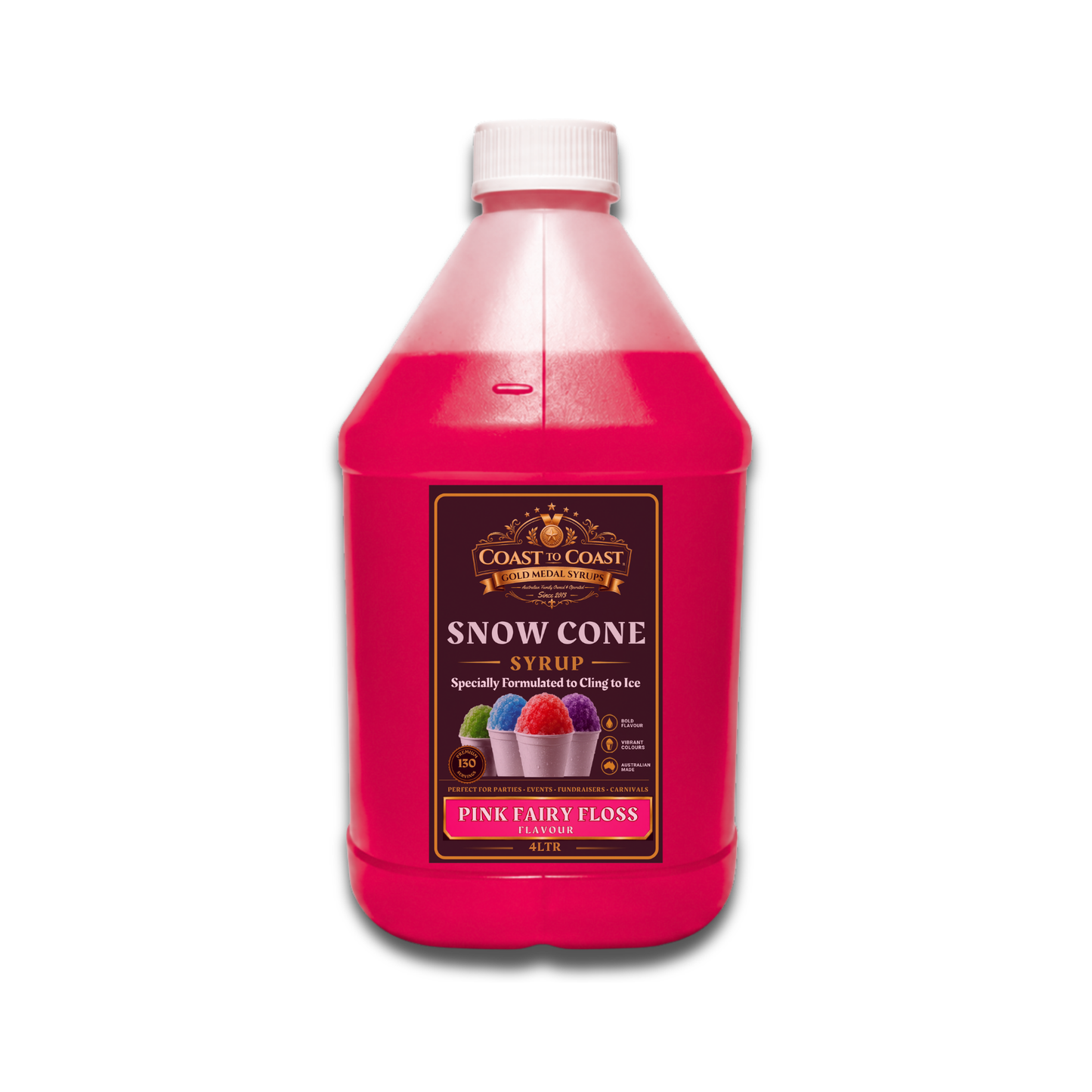 Pink Fairy Floss Snow Cone Syrups 4ltr - Coast to Coast Gold Medal Syrups®