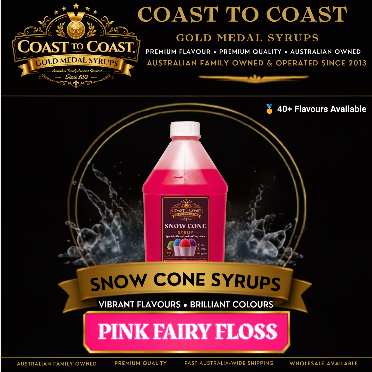 Pink Fairy Floss Snow Cone Syrups 4ltr - Coast to Coast Gold Medal Syrups®