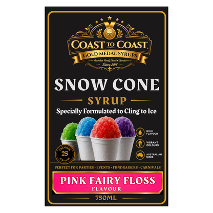 Pink Fairy Floss Snow Cone Syrups 750ml - Coast to Coast Gold Medal Syrups®