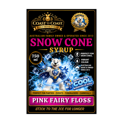 Pink Fairy Floss Snow Cone Syrups 750ml - Coast to Coast Gold Medal Syrups®