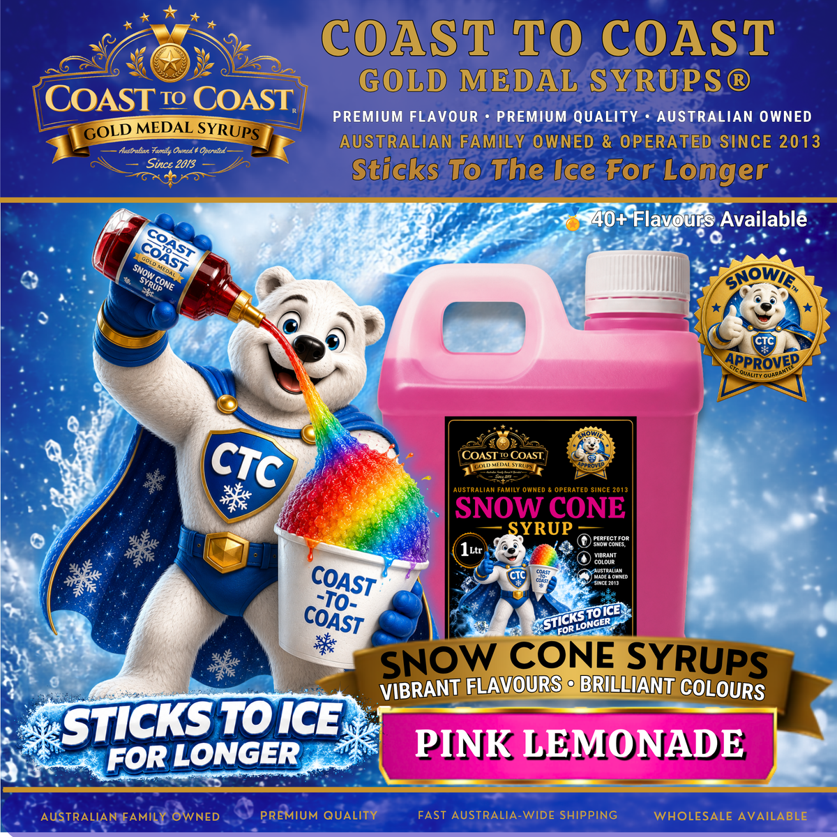 Pink Lemonade Snow Cone Syrups 1ltr - Coast to Coast Gold Medal Syrups®