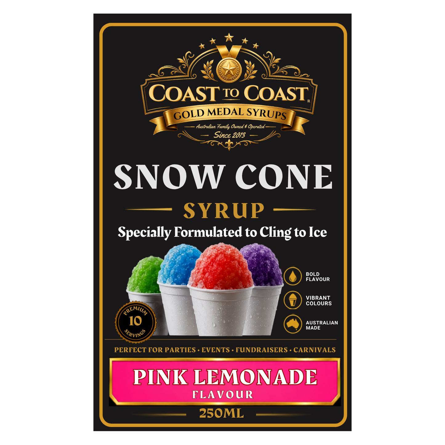 Pink Lemonade Snow Cone Syrups 250ml - Coast to Coast Gold Medal Syrups®