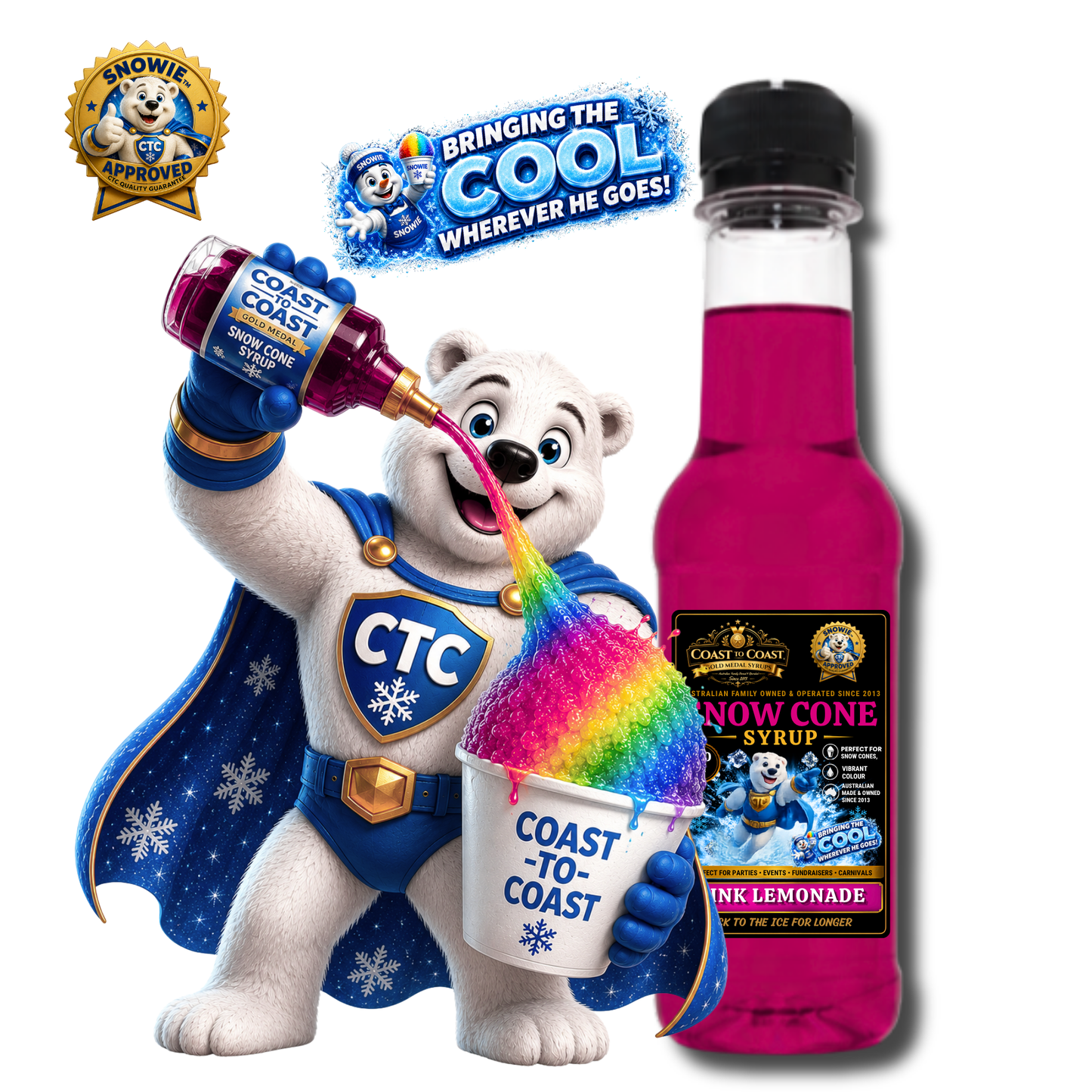 Pink Lemonade Snow Cone Syrups 250ml - Coast to Coast Gold Medal Syrups®