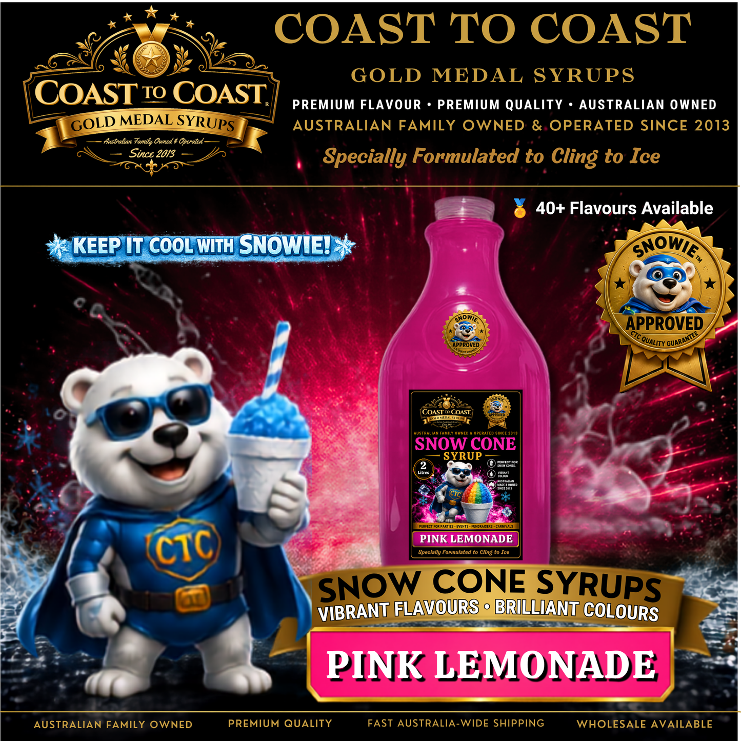 Pink Lemonade Snow Cone Syrups 2ltr - Coast to Coast Gold Medal Syrups®