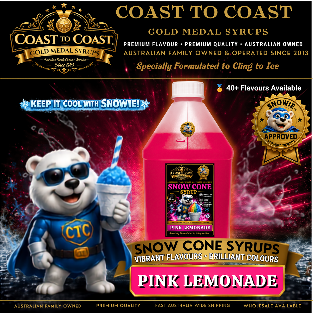 Pink Lemonade Snow Cone Syrups 4ltr - Coast to Coast Gold Medal Syrups®