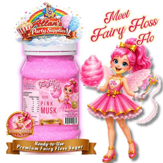 Pink Musk Fairy Floss Sugar – 500g Jar - Allan's Party Supplies