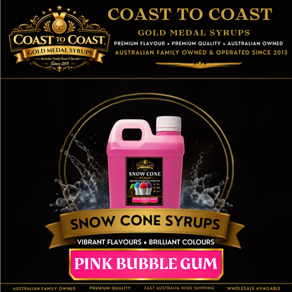 Pink Bubble Gum Snow Cone Syrups 1ltr - Coast to Coast Gold Medal Syrups®