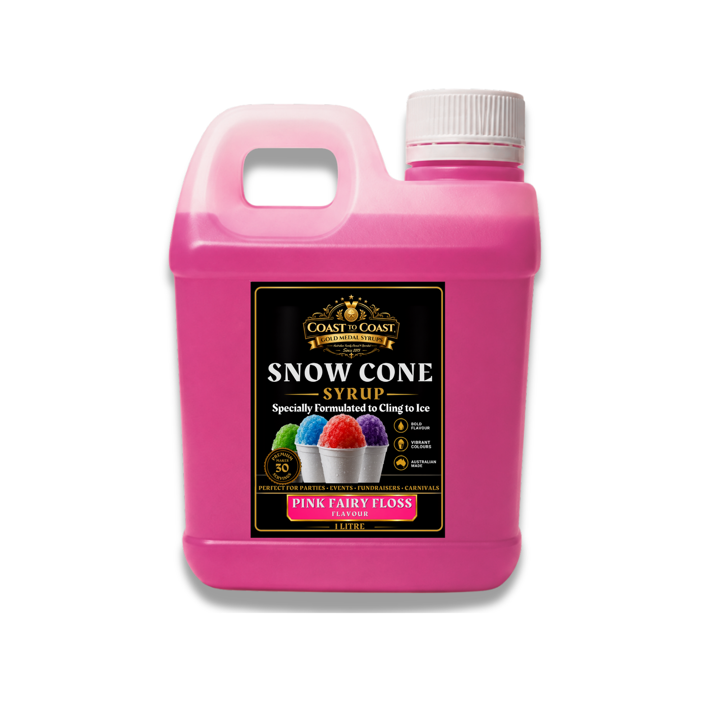 Pink Fairy Floss Snow Cone Syrups 1ltr - Coast to Coast Gold Medal Syrups®
