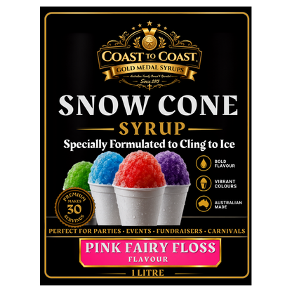 Pink Fairy Floss Snow Cone Syrups 1ltr - Coast to Coast Gold Medal Syrups®