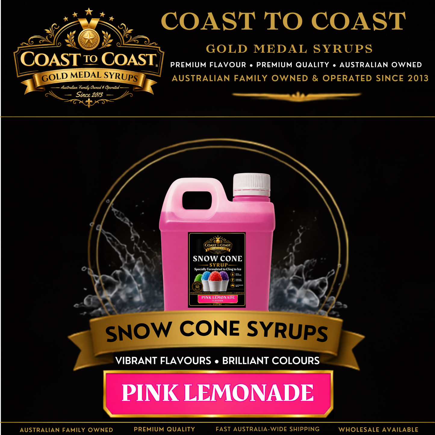 Pink Lemonade Snow Cone Syrups 1ltr - Coast to Coast Gold Medal Syrups®
