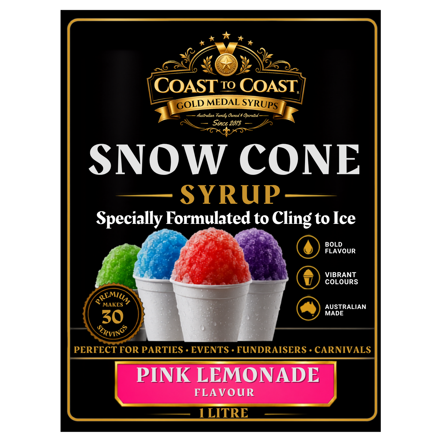 Pink Lemonade Snow Cone Syrups 1ltr - Coast to Coast Gold Medal Syrups®