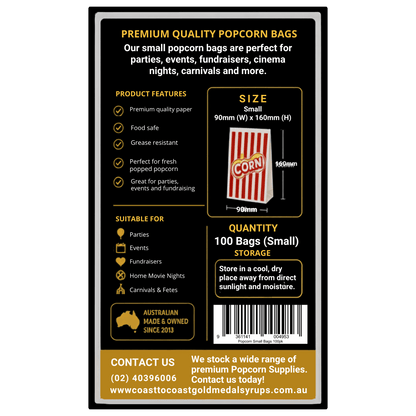 📦 Popcorn Bags 100 pack - Coast to Coast Gold Medal Syrups®
