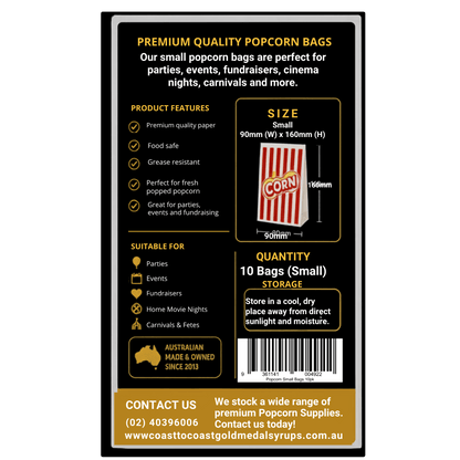 📦 Popcorn Bags 10 pack - Coast to Coast Gold Medal Syrups®