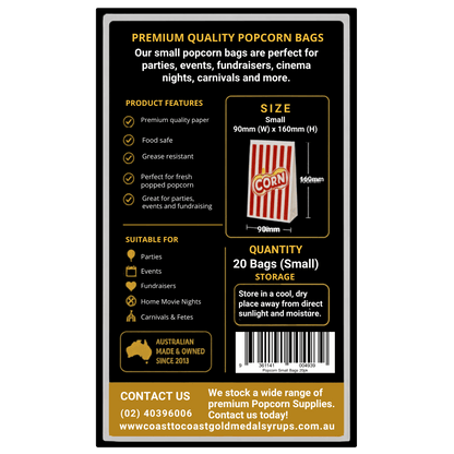 📦 Popcorn Bags 20 pack - Coast to Coast Gold Medal Syrups®
