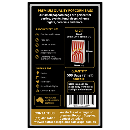 📦 Popcorn Bags 500 pack - Coast to Coast Gold Medal Syrups®