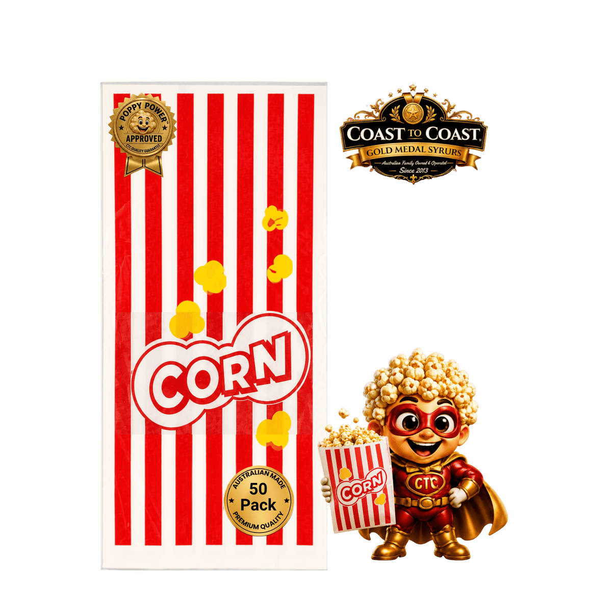 📦 Popcorn Bags 50 pack - Coast to Coast Gold Medal Syrups®
