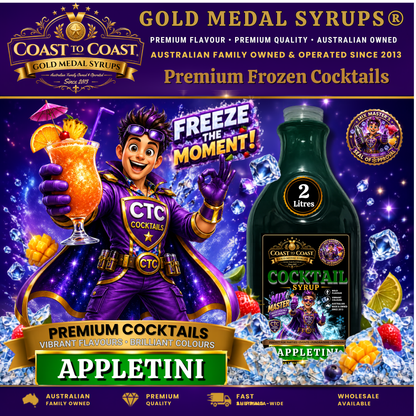 Premium Appletini Cocktail Syrups 2ltr - Coast to Coast Gold Medal Syrups®