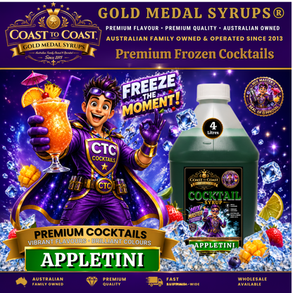 Premium Appletini Cocktail Syrups 4ltr - Coast to Coast Gold Medal Syrups®