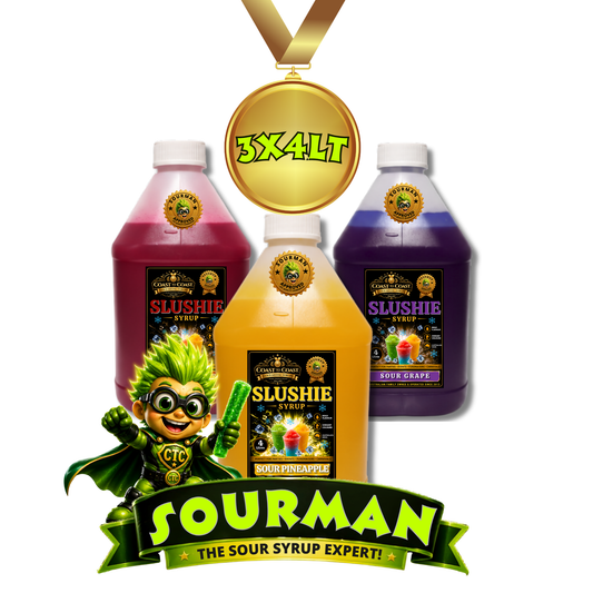 Premium Assorted Flavours Sour Slushie Syrups 3x4ltr - Coast to Coast Gold Medal Syrups