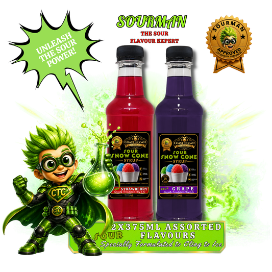 Premium Sour Assorted Flavours  2x375ml - Coast to Coast Gold Medal Syrups®