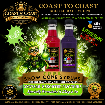 Premium Sour Assorted Flavours  2x375ml - Coast to Coast Gold Medal Syrups®