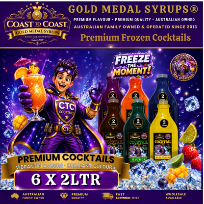 Premium Assorted Flavours Cocktail Syrups 6x2ltr - Coast to Coast Gold Medal Syrups®