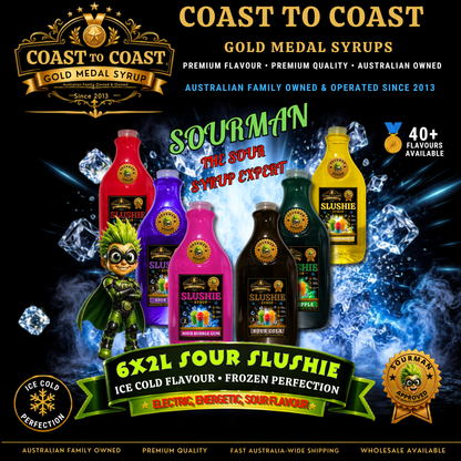 Premium Assorted Flavours Sour Slushie Syrups 6x2ltr - Coast to Coast Gold Medal Syrups