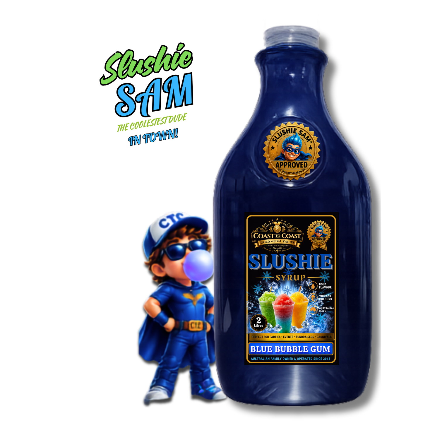 Premium Blue Bubble Gum Slushie Syrups 2ltr - Coast to Coast Gold Medal Syrups