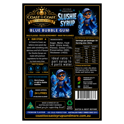Premium Blue Bubble Gum Slushie Syrups 4ltr - Coast to Coast Gold Medal Syrups