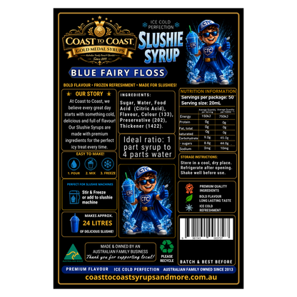 Premium Blue Fairy Floss Slushie Syrups 4ltr - Coast to Coast Gold Medal Syrups