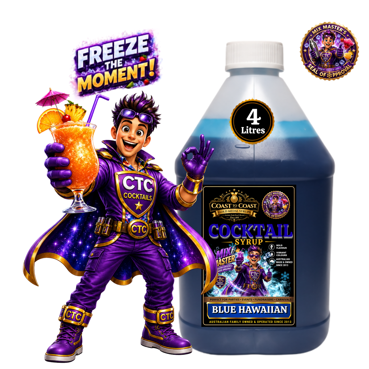 Blue Hawaiian Premium Cocktail Syrups 4ltr - Coast to Coast Gold Medal Syrups®