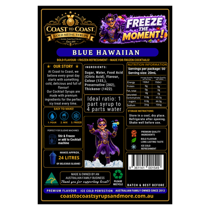Blue Hawaiian Premium Cocktail Syrups 4ltr - Coast to Coast Gold Medal Syrups®