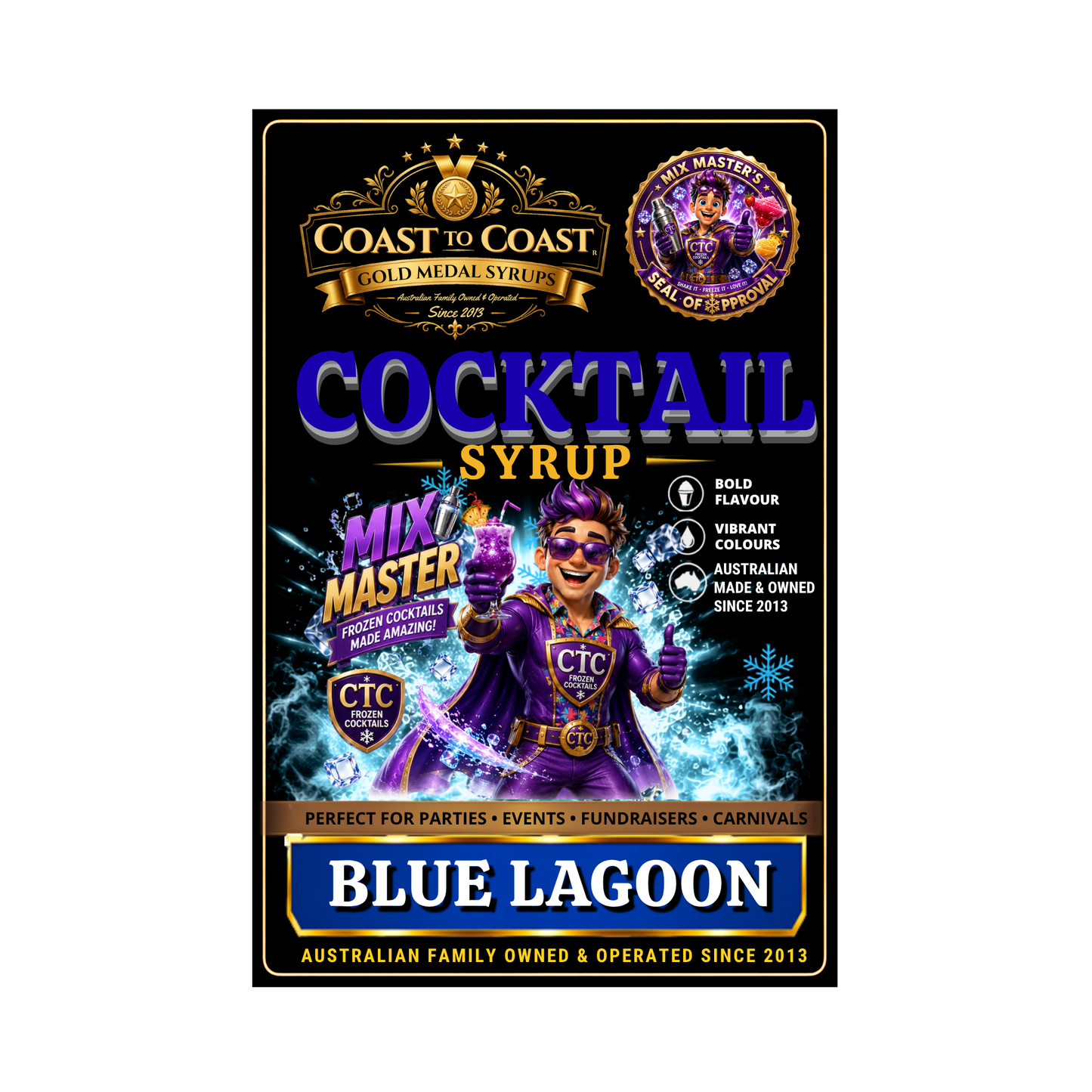 Blue Lagoon Premium Cocktail Syrups 4ltr - Coast to Coast Gold Medal Syrups®