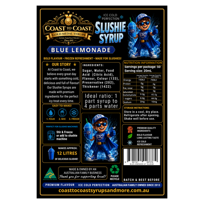 Premium Blue Lemonade Slushie Syrups 2ltr - Coast to Coast Gold Medal Syrups