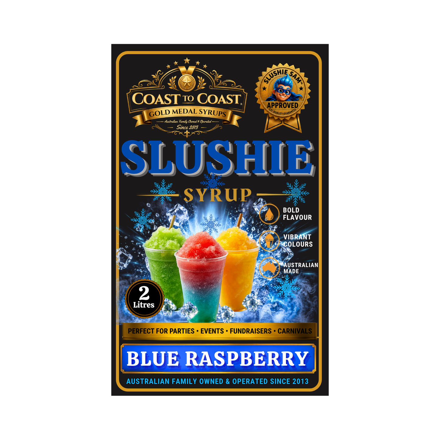 Premium Blue Raspberry Slushie Syrups 2ltr - Coast to Coast Gold Medal Syrups