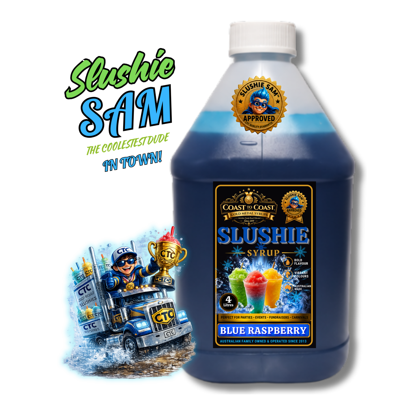 Premium Blue Raspberry Slushie Syrups 4ltr - Coast to Coast Gold Medal Syrups