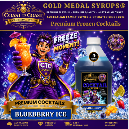 Blueberry Ice Premium Cocktail Syrups 4ltr - Coast to Coast Gold Medal Syrups®