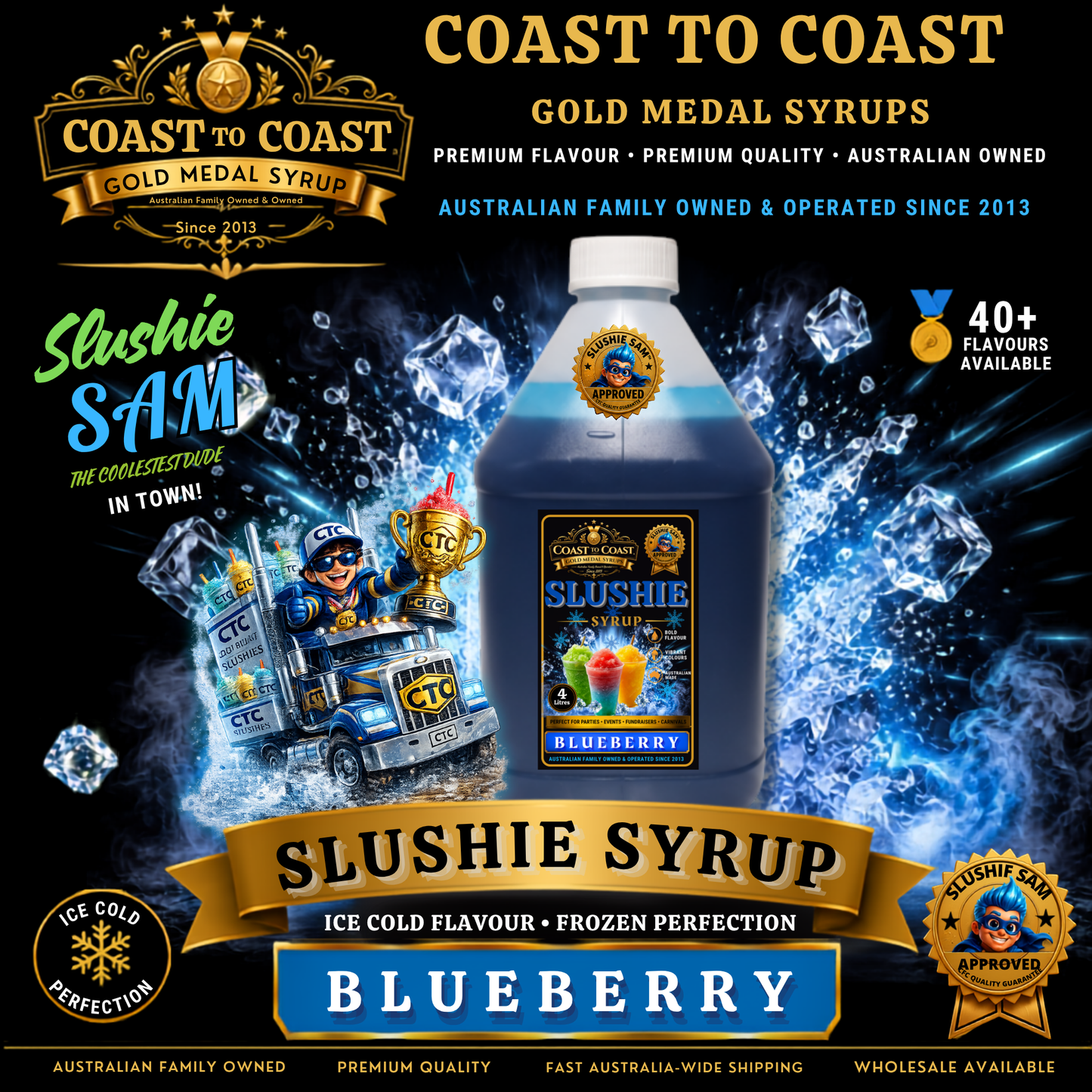 Premium Blueberry Slushie Syrups 4ltr - Coast to Coast Gold Medal Syrups