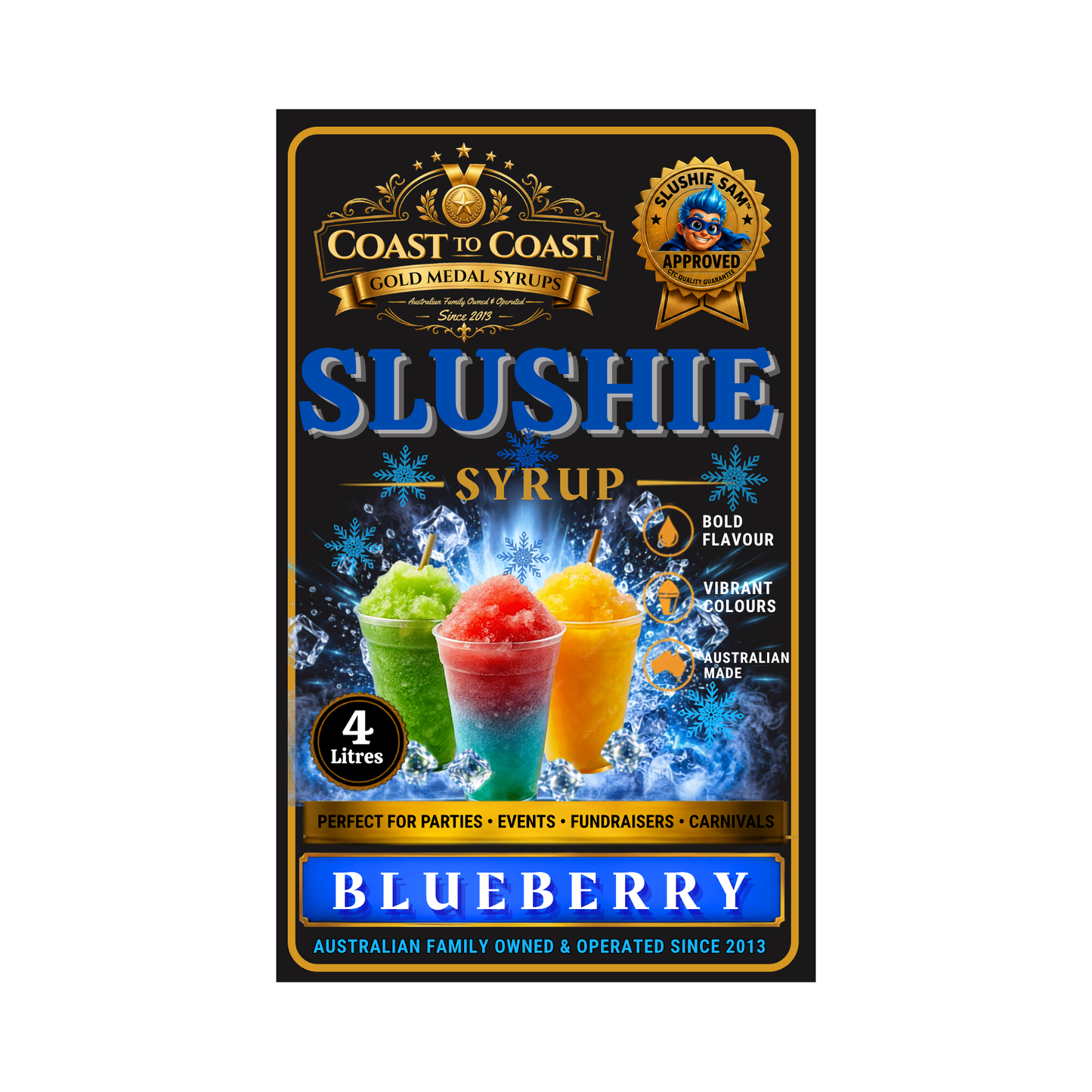 Premium Blueberry Slushie Syrups 4ltr - Coast to Coast Gold Medal Syrups
