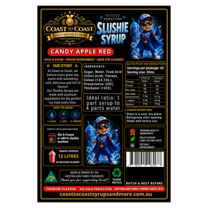 Premium Candy Apple Red Slushie Syrups 2ltr - Coast to Coast Gold Medal Syrups
