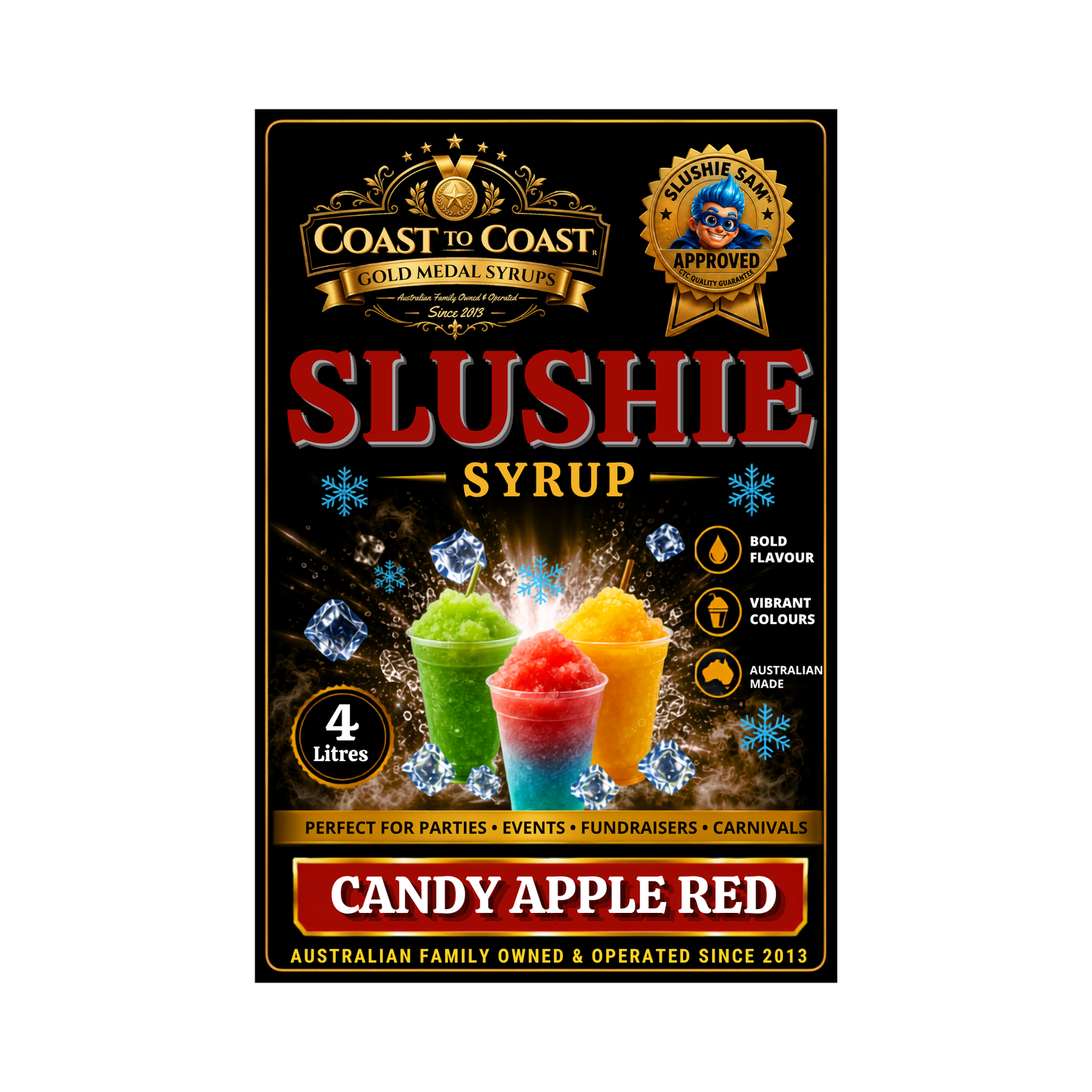 Premium Candy Apple Red Slushie Syrups 4ltr - Coast to Coast Gold Medal Syrups