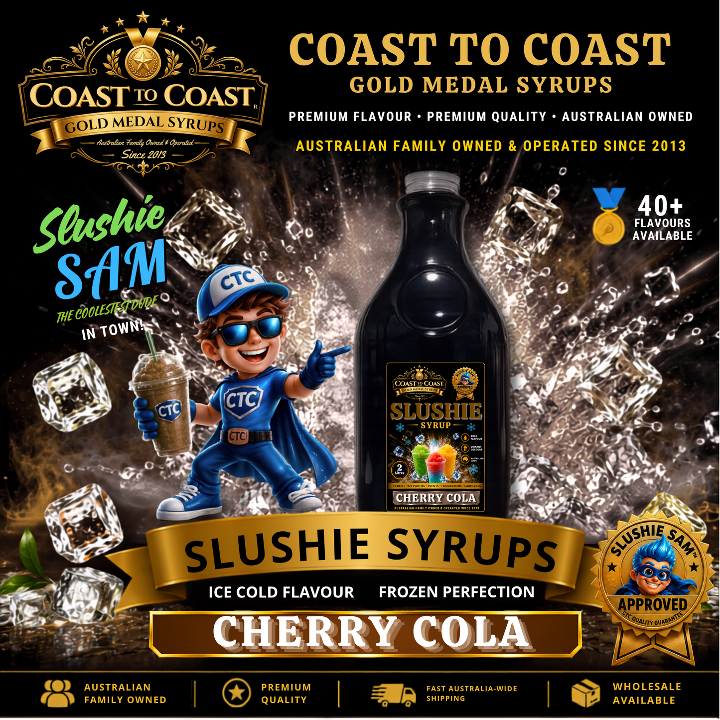 Premium Cherry Cola Slushie Syrups 2ltr - Coast to Coast Gold Medal Syrups