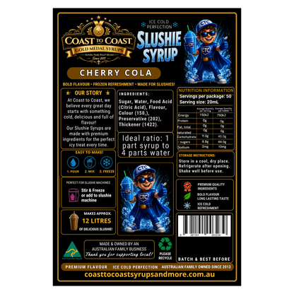 Premium Cherry Cola Slushie Syrups 2ltr - Coast to Coast Gold Medal Syrups