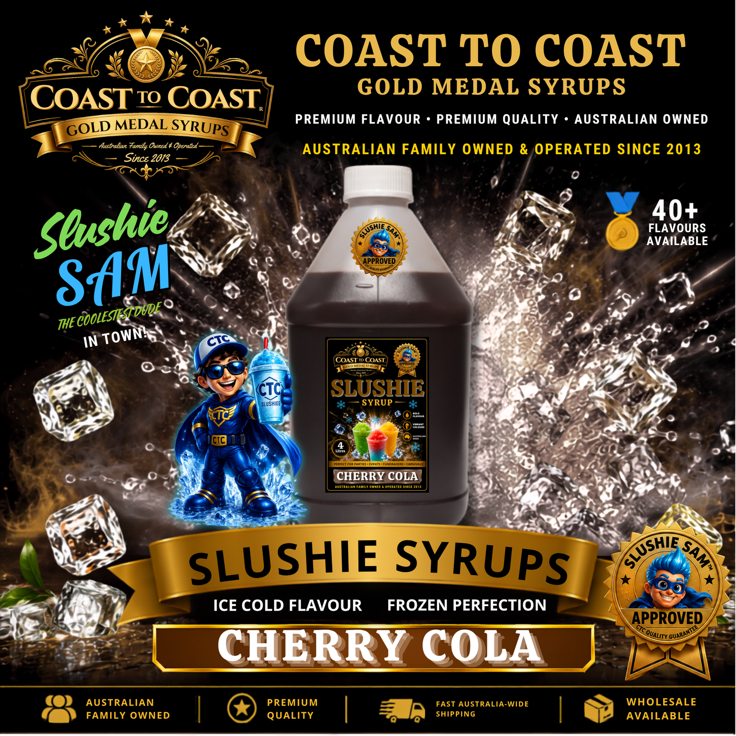 Premium Cherry Cola Slushie Syrups 4ltr - Coast to Coast Gold Medal Syrups