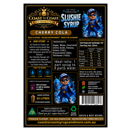 Premium Cherry Cola Slushie Syrups 4ltr - Coast to Coast Gold Medal Syrups