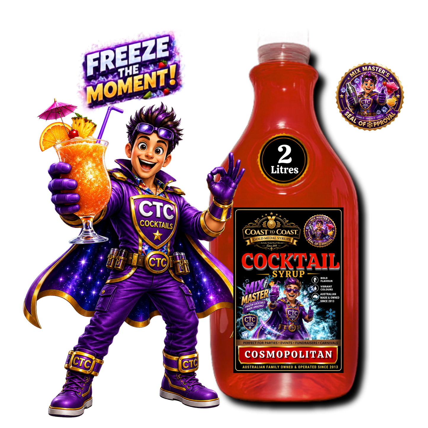 Premium Cosmopolitan Cocktail Syrups 2ltr - Coast to Coast Gold Medal Syrups®