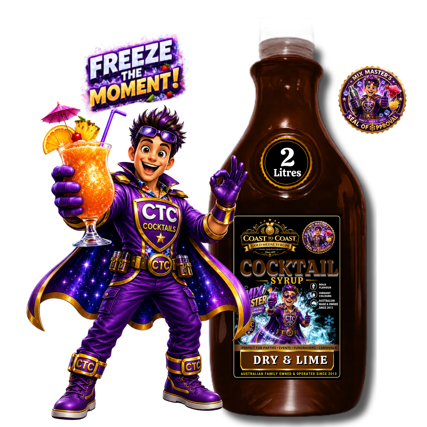 Premium Dry & Lime Cocktail Syrups 2ltr - Coast to Coast Gold Medal Syrups®