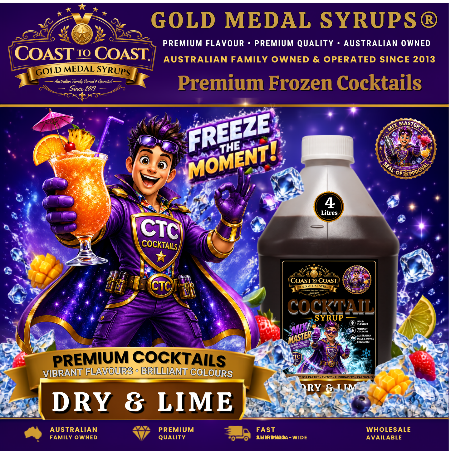 Dry & Lime Premium Cocktail Syrups 4ltr - Coast to Coast Gold Medal Syrups®