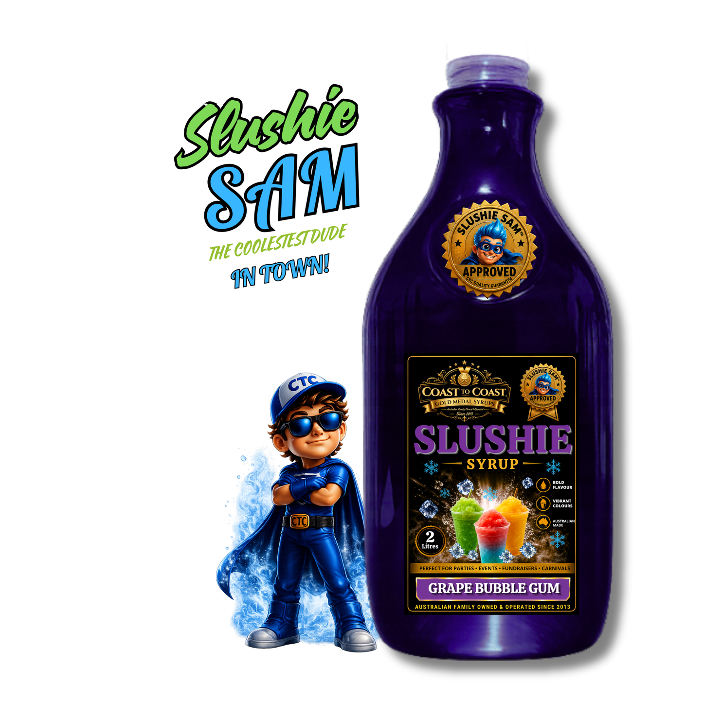 Premium Grape Bubble Gum Slushie Syrups 2ltr - Coast to Coast Gold Medal Syrups