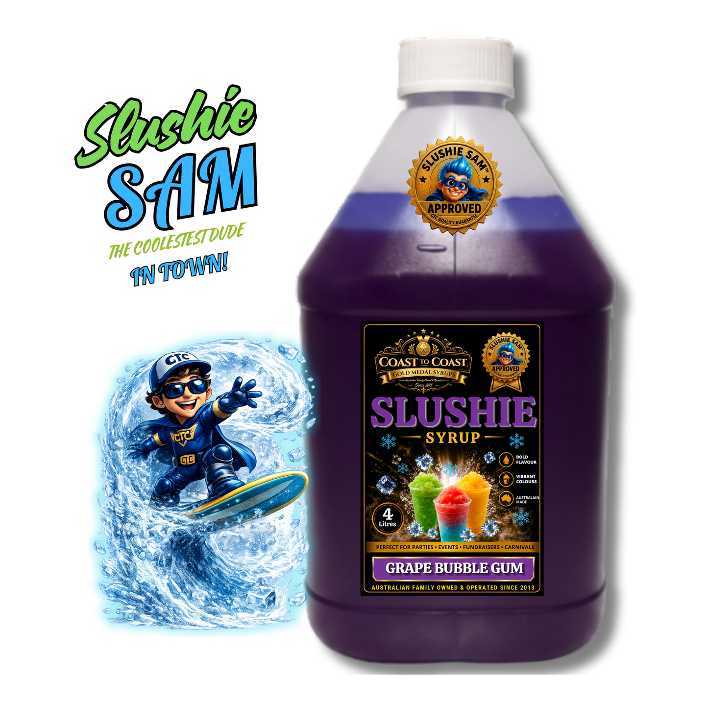Premium Grape Bubble Gum Slushie Syrups 4ltr - Coast to Coast Gold Medal Syrups